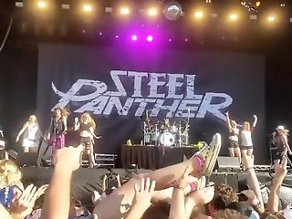 Steel Panther Rock Showcase Bare-breasted Ladies In A Row